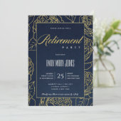 LUXE NAVY GOLD ELEGANT ROOS FLORAL RETIRETIREMENT KAART (Staand voorkant)