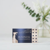 Luxe Navy & Gold House Schoonmaak Service Spray Visitekaartje (Staand voorkant)