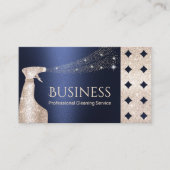Luxe Navy & Gold House Schoonmaak Service Spray Visitekaartje (Voorkant)