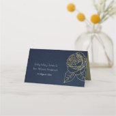 LUXE NAVY GOLD KRAFT ELEGANT ROSE FLORAL WEDDING PLAATSKAARTJE (Achterkant)