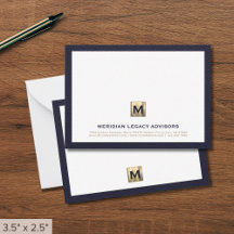 Luxe Navy Gold Law Firm Note Kaart