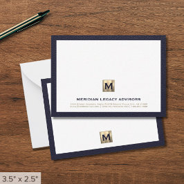 Luxe Navy Gold Law Firm Note Kaart Notitiekaartje