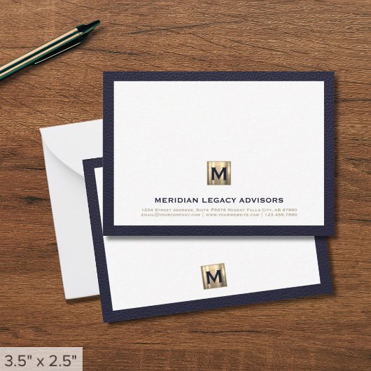 Luxe Navy Gold Law Firm Note Kaart Notitiekaartje