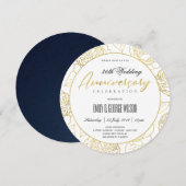 LUXE NAVY GOLD ROOS FLORAL ELK JAAR JUBILEUM KAART (Voorkant / Achterkant)
