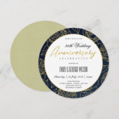 LUXE NAVY GOLD ROOS FLORAL ELK JAAR JUBILEUM KAART (Voorkant / Achterkant)