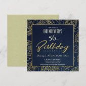 LUXE NAVY GOLD ROOS FLORAL ELKE LEEFTIJD BIRTHDAAG KAART (Voorkant / Achterkant)