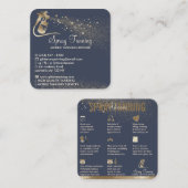 Luxe Navy Gold Square Spray Tan Nazorg Vierkante Visitekaartje (Voorkant / Achterkant)