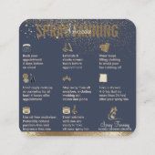 Luxe Navy Gold Square Spray Tan Nazorg Vierkante Visitekaartje (Achterkant)