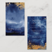 Luxe Navy Gold Waterverf juwelen-kaart Visitekaartje (Voorkant / Achterkant)