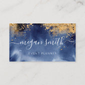 Luxe Navy Gold-Waterverf Visitekaartje (Voorkant)