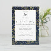 LUXE NAVY GOLD WHITE ROSE FLORAL WORKSHOP EVEN KAART (Staand voorkant)