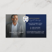 Luxe Navy Goud Advocaat Foto Monogram Visitekaartje (Voorkant)