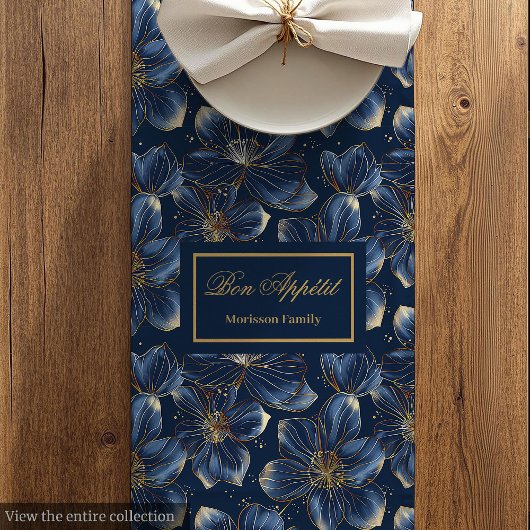 Luxe Navy Goud Bloem Tafel Decoratie Medium Tafelloper