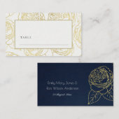 LUXE NAVY GOUD KRAFT ELEGANT ROOS FLORALE TROUW PLAATSKAARTJE (Voorkant / Achterkant)
