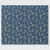 Luxe Navy Goud Kust Chic Zeeleven Schets Cadeaupapier (Vlak)