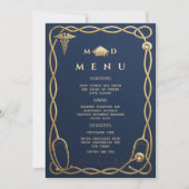 Luxe Navy & Goud Medisch Menu Afstuderen Kaart (Voorkant)