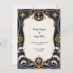 Luxe Navy Goud Nautilus Huwelijk Anker Kaart