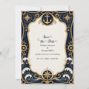 Luxe Navy Goud Nautilus Huwelijk Anker Kaart