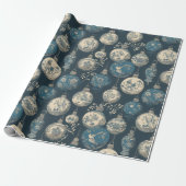 Luxe Navy & Goud Toile Ornament Cadeaupapier (Uitgerold)