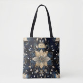 Luxe Navy Gouden Bloem Tote Bag (Voorkant)