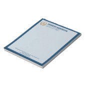 Luxe Navy Leer Uitzicht Advocaat Logo Notitieblok (Linkerzijde)