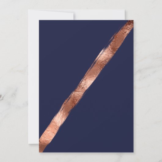 Luxe Navy Roos Gold Brushstroke Lijst Wedding Kaart (Achterkant)