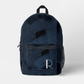 Luxe Navy Strokes mannelijk Monogram Bedrukte Rugzak (Voorkant)