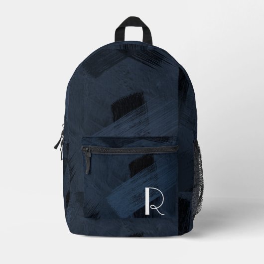 Luxe Navy Strokes mannelijk Monogram Bedrukte Rugzak (Voorkant)