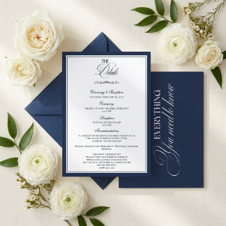 Luxe Navy Trouwdetails Informatiekaartje