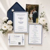Luxe Navy Trouwuitnodigingsset Kaart