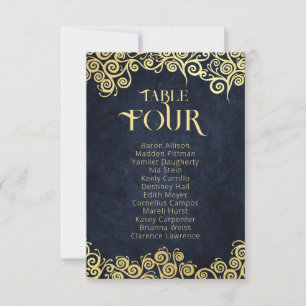 Luxe Navyblauw en Gouden Bloeiende Winterhuwelijk Kaart