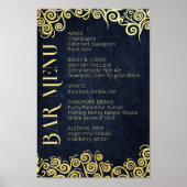 Luxe Navyblauw en Gouden Bloeiende Winterhuwelijk Poster (Voorkant)