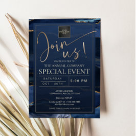 Luxe Navyblauw Gouden Zakelijk Evenement Kaart