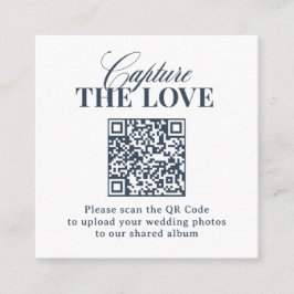 Luxe Navyblauw | QR Code Huwelijk De Liefde Vangen Informatiekaartje