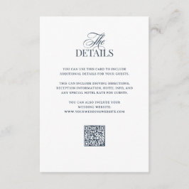Luxe Navyblauw | QR-code Huwelijksgastdetails Informatiekaartje