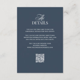 Luxe Navyblauw | QR-code Huwelijksgastdetails Informatiekaartje