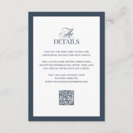 Luxe Navyblauw | QR-code Huwelijksgastdetails Informatiekaartje