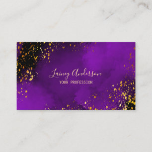 Luxe neo paarse zwart en faux gouden folie glitter visitekaartje