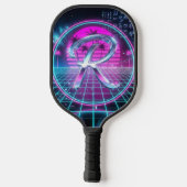 Luxe Neon Chroom Initiaal Monogram Retro Pickleball Paddle (Achterkant)