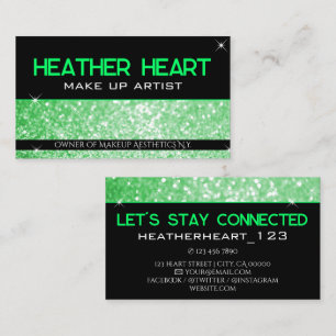 Luxe Neon Groen Helder Glitter Glam Glamour  Visitekaartje