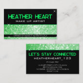 Luxe Neon Groene Heldere Glitter Glam Glamour Visitekaartje (Voorkant / Achterkant)