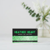 Luxe Neon Groene Heldere Glitter Glam Glamour Visitekaartje (Staand voorkant)