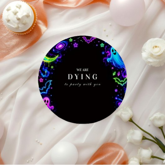 Luxe Neon Halloween-viering Papieren Bordje