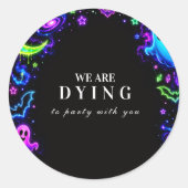 Luxe Neon Halloween-viering Ronde Sticker (Voorkant)