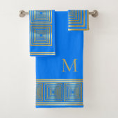Luxe neon helder blauw goud naam Handdoek set (Insitu)