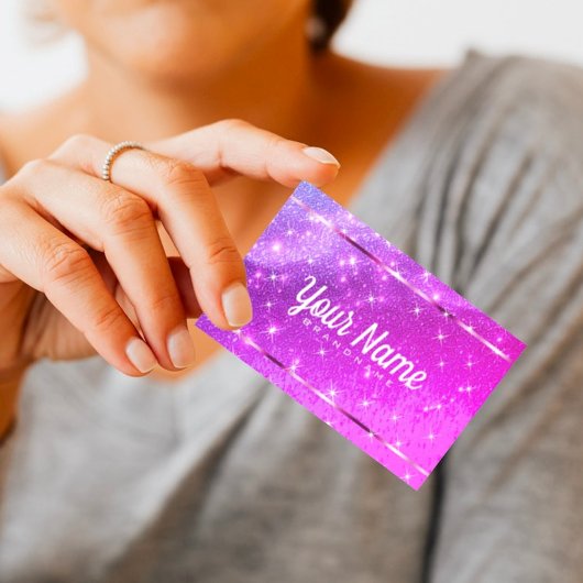 Luxe Neon Pink Glitter Zand Sprankelende Sterren C Visitekaartje