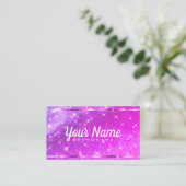 Luxe Neon Pink Glitter Zand Sprankelende Sterren C Visitekaartje (Staand voorkant)