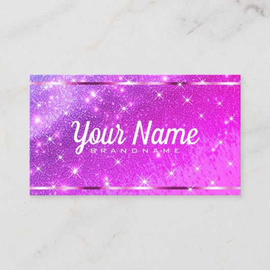 Luxe Neon Pink Glitter Zand Sprankelende Sterren C Visitekaartje (Voorkant)