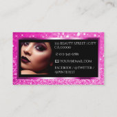 Luxe Neon Pink Sparkle Glitter Fotosjabloon Visitekaartje (Achterkant)