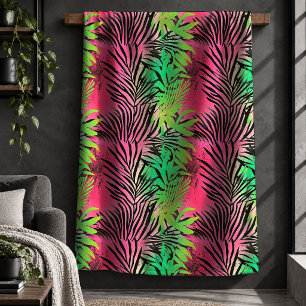 Luxe Neon Roze Geel Abstract Tijgerprint Deken